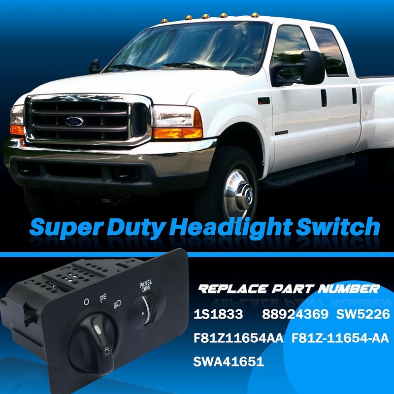 FEIMAOTUI 1S1833 Headlight Switch Fit for Ford F-250 F-350 F-450 F-550 Super Duty 1999-2000,for Ford F650 F750 Truck 2000-2005,for F800 Truck 1999,Replace F81Z-11654-AA 88924369 SWA41651 SW5226 - Image 2